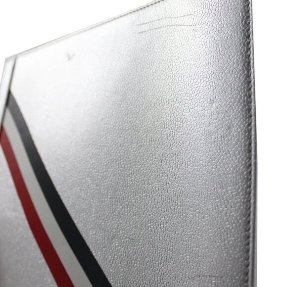 Thom Browne Pebbled Silver Document Pouch Clutch - Picture 4 of 5